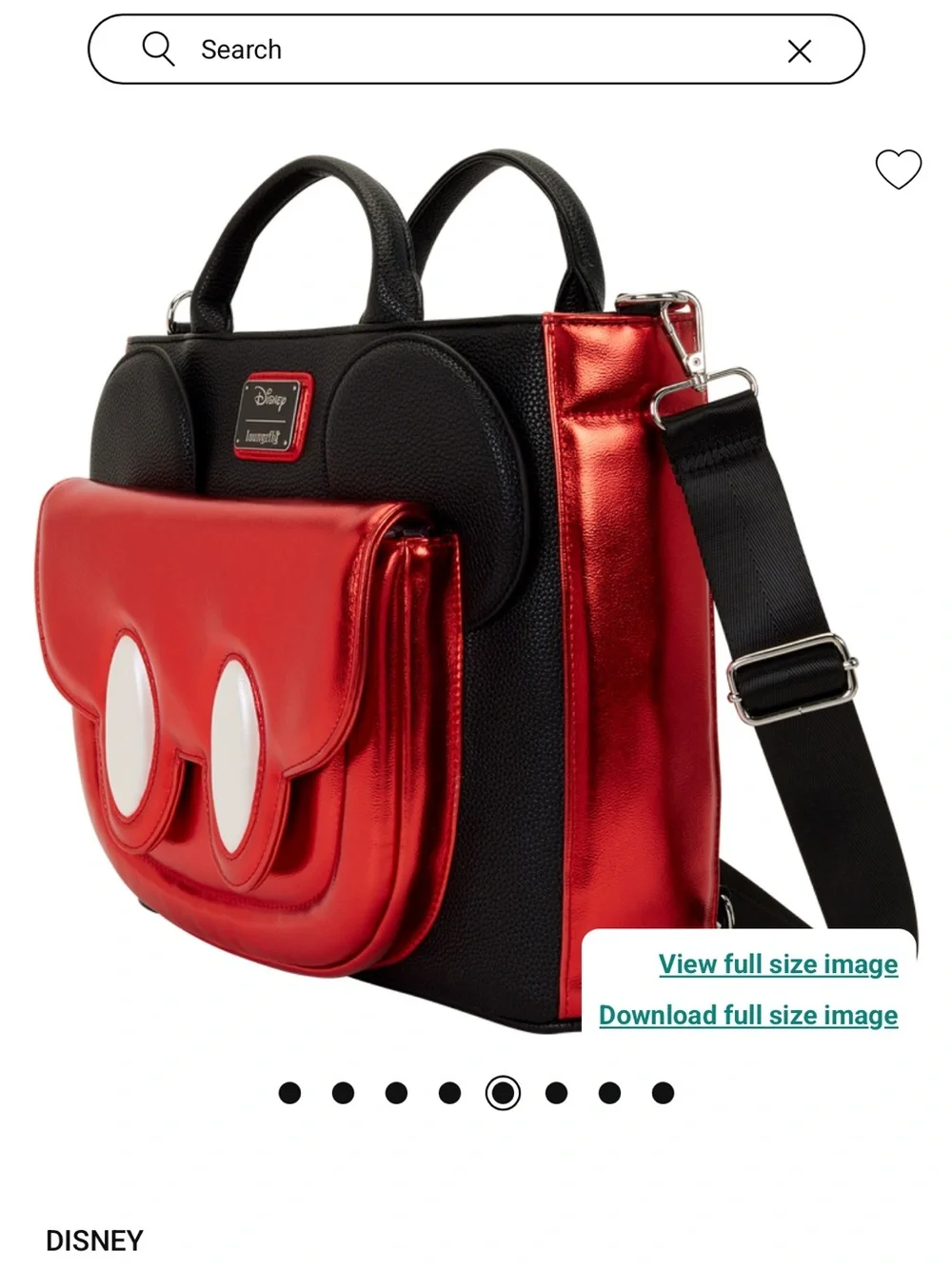 Loungefly Mickey Mouse Exclusive Convertible Backpack/Tote Crossbody Bag & Walle